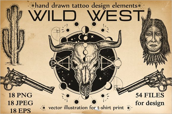 Hand drawn Skull Tattoo Design
