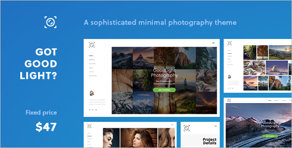 Horizontal WordPress Theme for Photographers