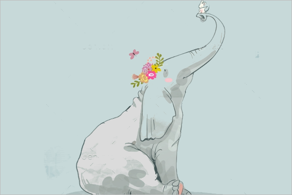 Modern Cartoon Elephant Template