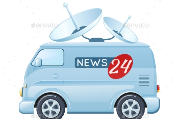 News Reporter Bus Illustration Vector