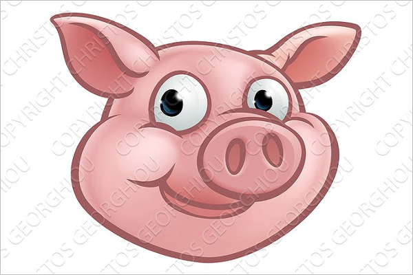 Pig Mascot Face Vector Design