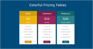 Pricing Table Templates