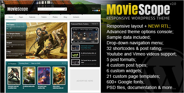 Simple Movie Website WordPress Theme