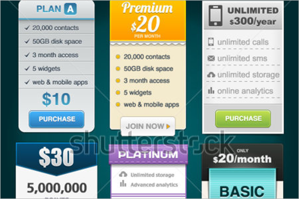 Vector Pricing Tables for Web