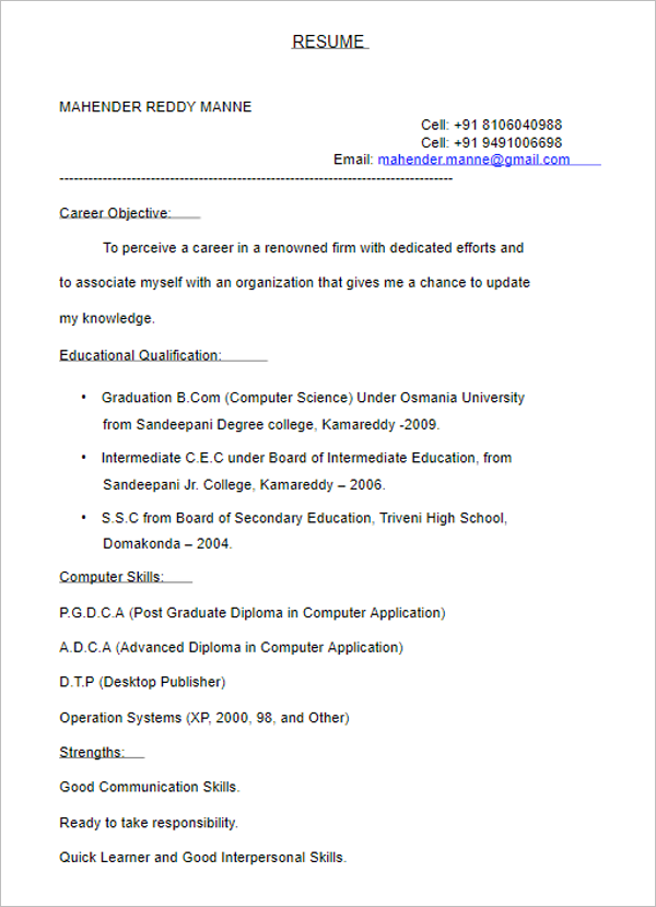 7Â Computer Science Resume Template