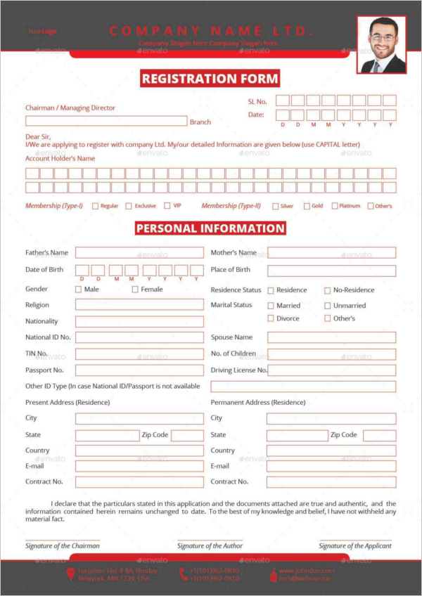 17+ Registration Form Templates Free Word, PSD Documents