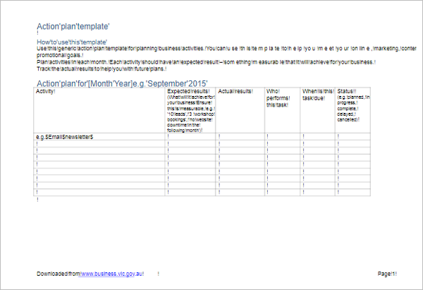 Action Plan Template Word
