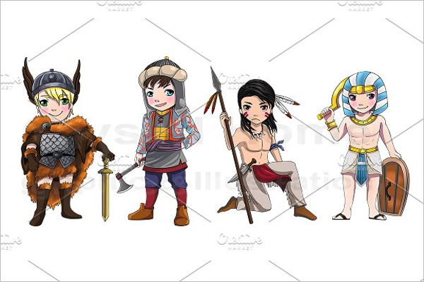 Ancient Cartoon Warrior Set