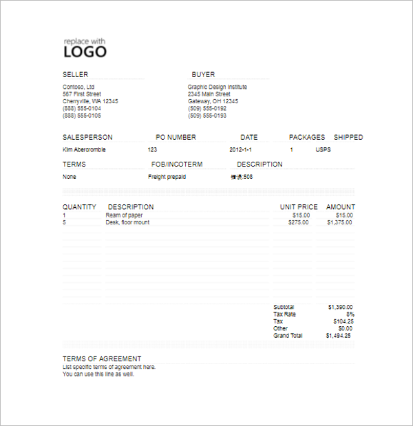 40+ Blank Invoice Templates Free Word, Excel, PSD Format