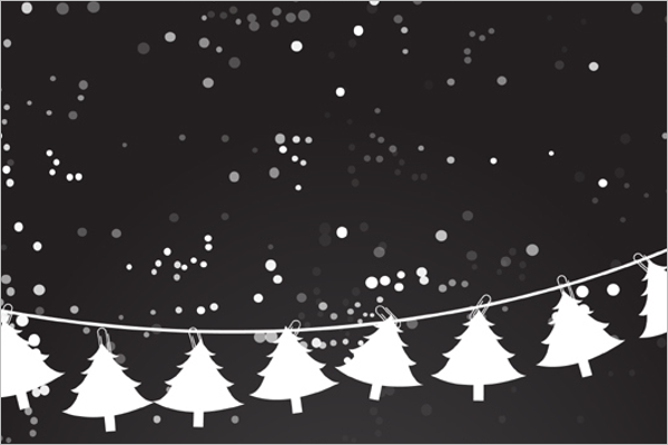 Christmas Trees on Winter Background
