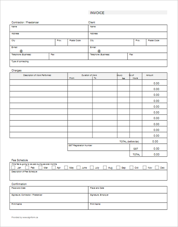 40+ Blank Invoice Templates Free Word, Excel, PSD Format