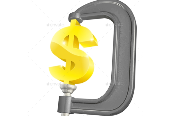 Dollar Sign In Clamp Concept