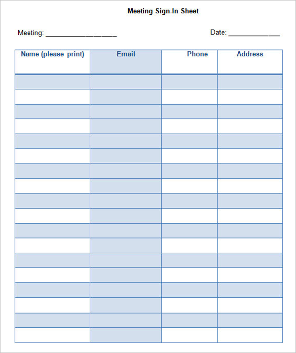 Download Sign In Sheet Template