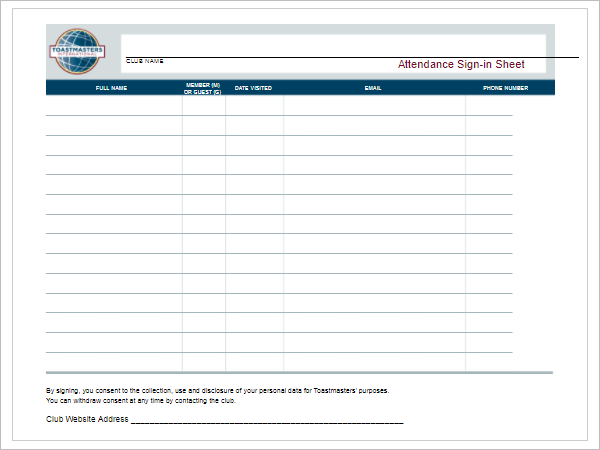 EmployeeÂ Sign In Sheet Template