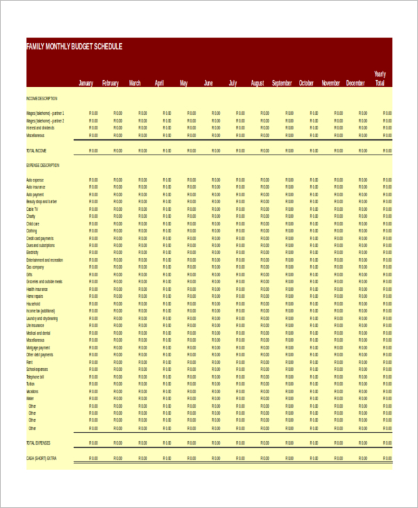 FamilyÂ Budget Sheet Template