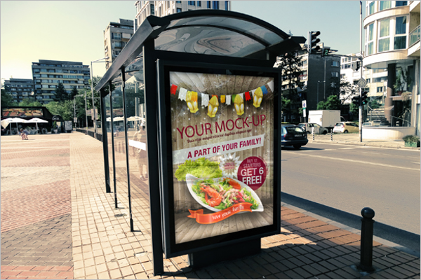 Free Bus Stop Advertising Mockup Template
