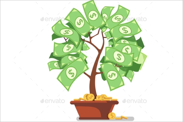 Growing Money Tree Vector Design