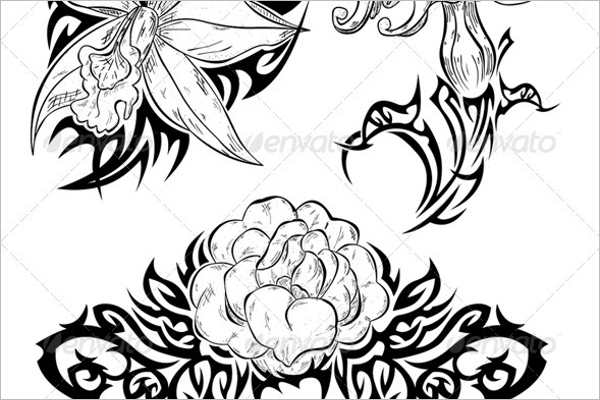 Hand Drawn Flower Tattoo Design