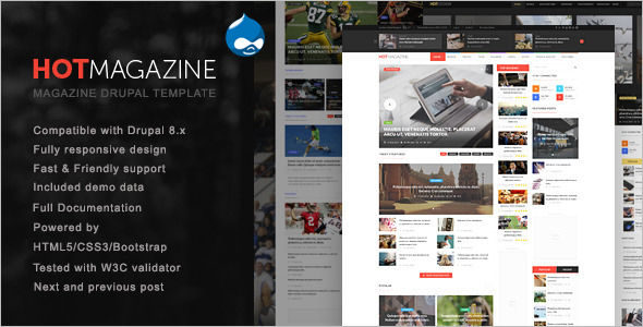 Hot Magazine Drupal 8 Theme