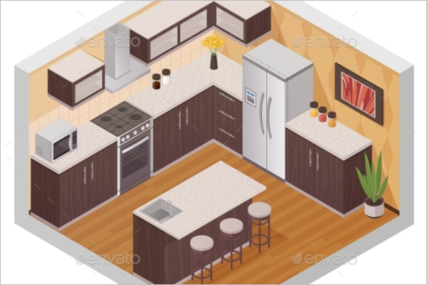 Interior kitchen pattern vector