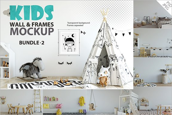 Kids Wall Mockup Bundle Design