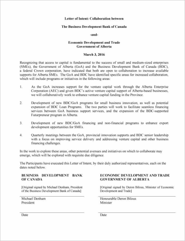 Letter of Intent for Business Proposal
