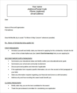 Letter of Introduction for Scholarship