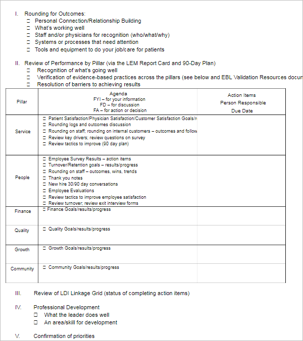 Monthly Meeting Agenda Template