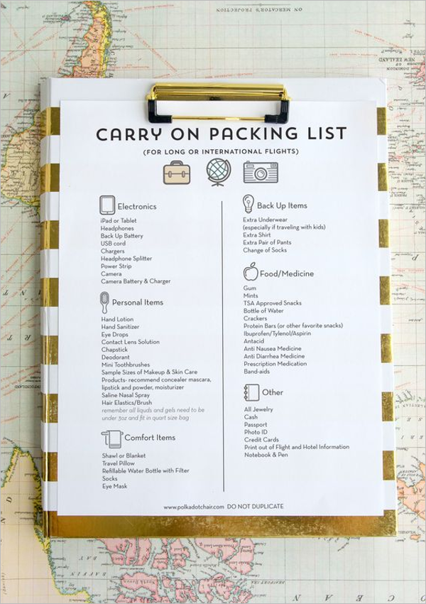 Packing List Example