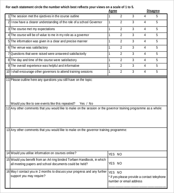 Post Training Survey Template PDF