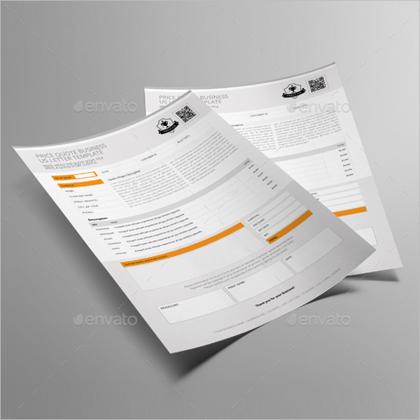Price Quote US Letter Template