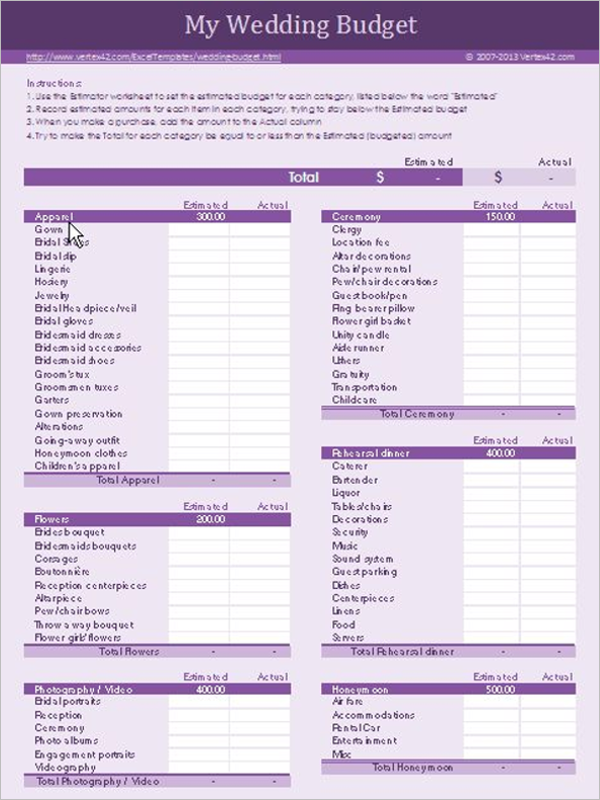 20 Free Wedding Budget Templates Excel PDF Download