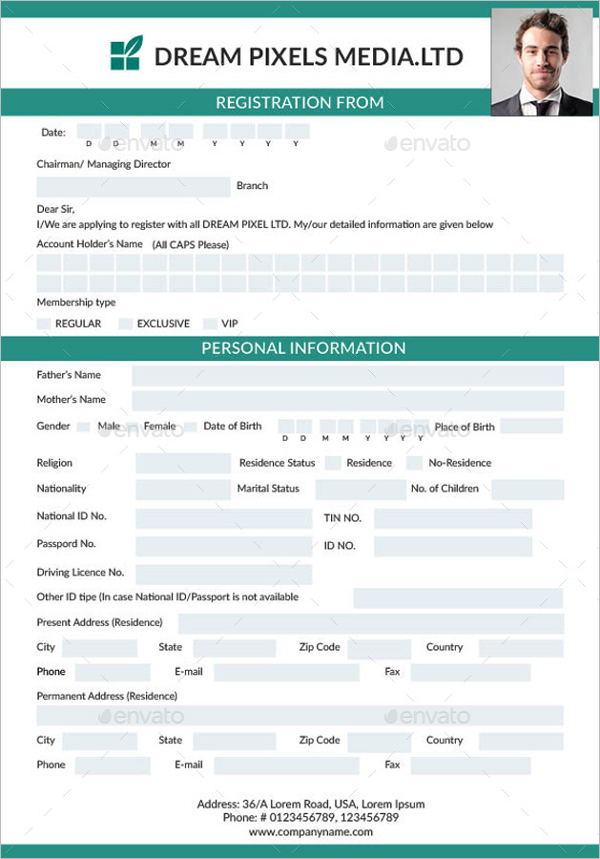 Registration & Membership Form Template