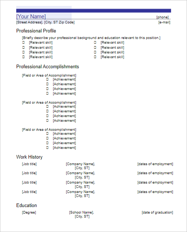 Resume For AchievementÂ Â 