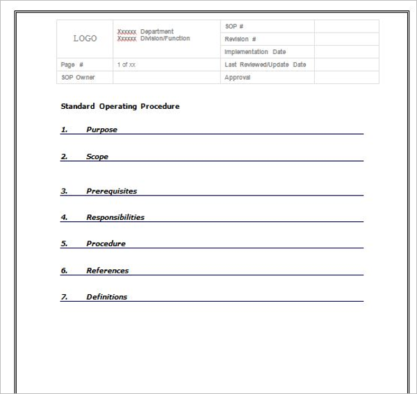 Sample Sop Template