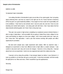 Self Introduction Letter for Job