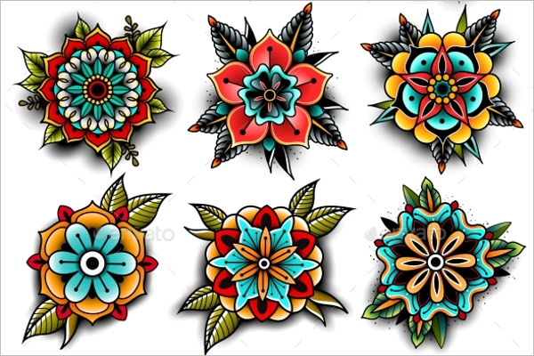 Set of Flower Tattoo Design