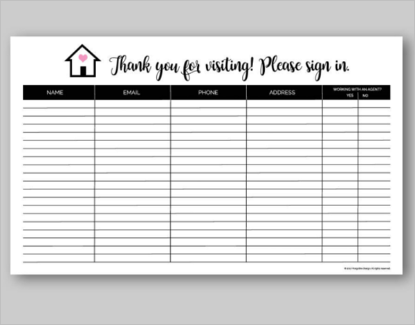 Sign In Sheet PDF Format