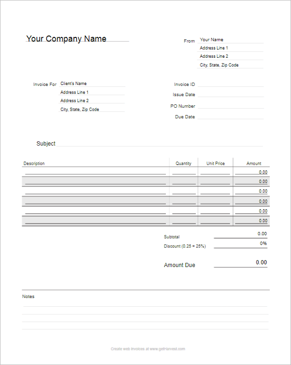 40+ Blank Invoice Templates Free Word, Excel, PSD Format