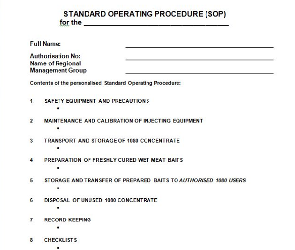 45+ Free Standard Operating Procedure Templates Word, Excel Format