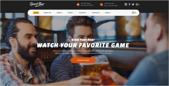Sports Bar & Restaurant Website Theme