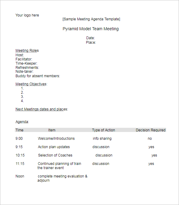 Staff Meeting Agenda Template