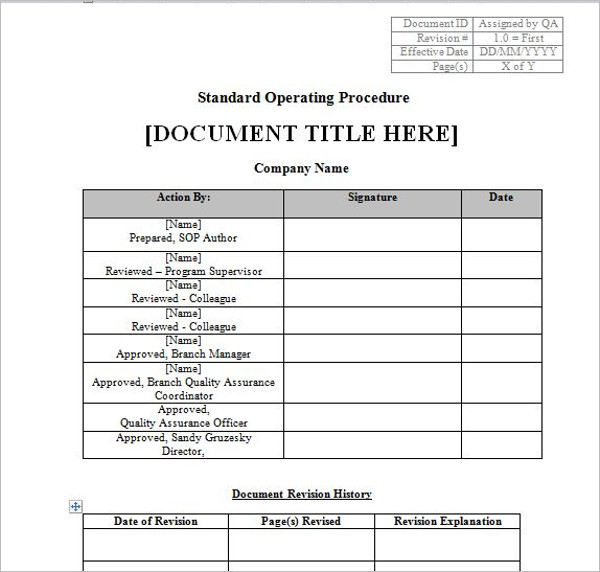 45+ Free Standard Operating Procedure Templates Word, Excel Format