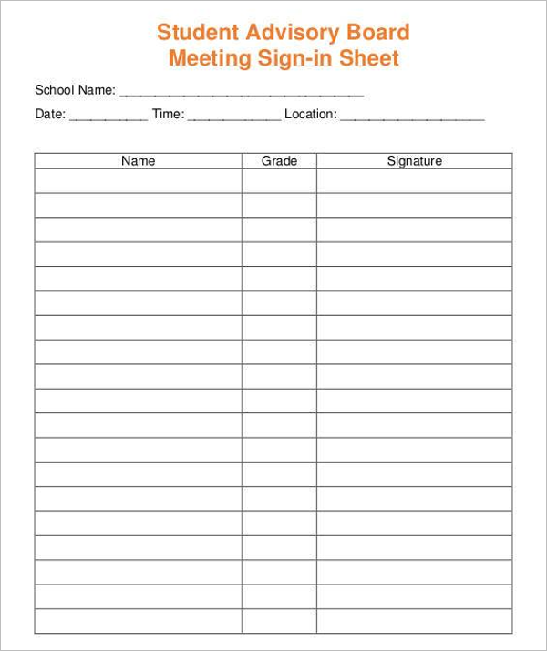 Student Sign In Form Download