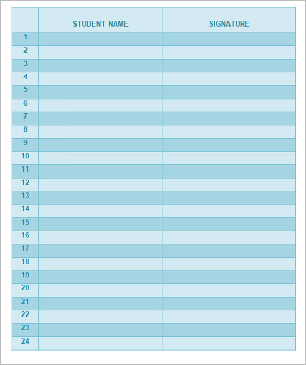 Student Sign In Sheet ExcelÂ 