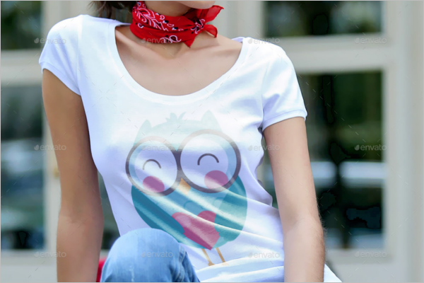 T-Shirt Mockup With Model Template