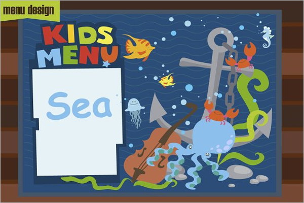 Cartoon Kids Menu Template