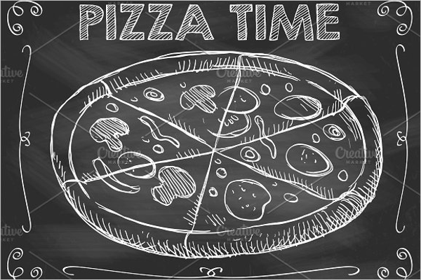 Chalkboard Pizza Time Vector Template