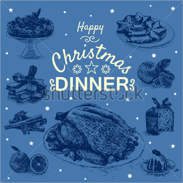 Christmas Dinner Menu Vector Template