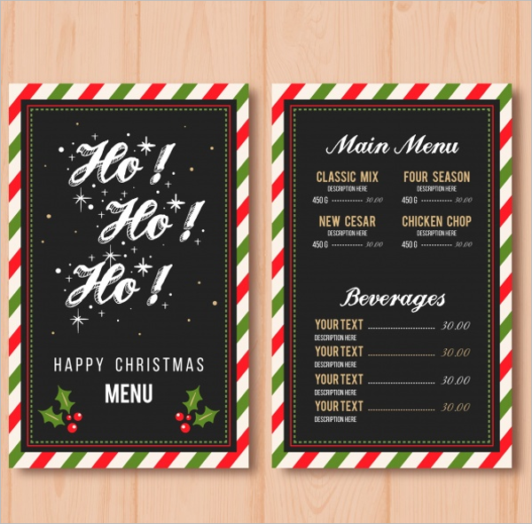 Christmas Menu With Decoration